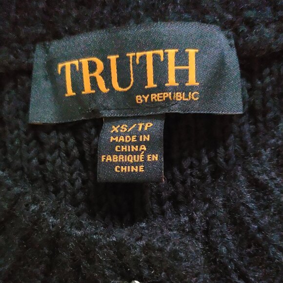 Black Cotton Textured Cardigan with Rhinestone Buttons, NWOT - Picture 8 of 10